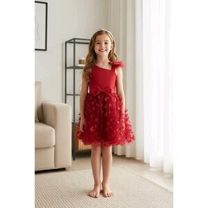 Maroon Tulle Overlay Easter Pagent Church Party Butterfly Dress Size 2T